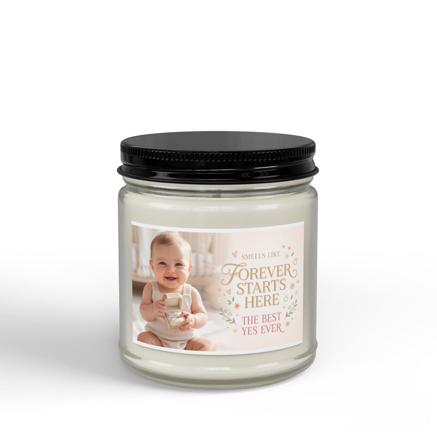 Soy Scented Candle — “Forever Starts Here” Baby Photo Keepsake (4oz & 9oz)