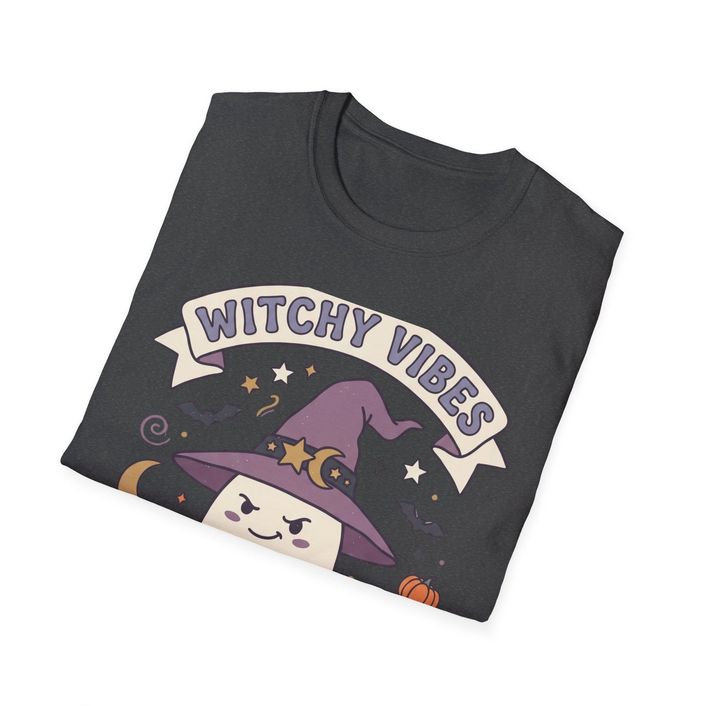 Witchy Vibes T‑Shirt — Cute Ghost Witch Halloween Tee