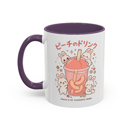 Peach Drink Bunny Mug — Cute Kawaii Coffee Tea Cup (11/15oz)