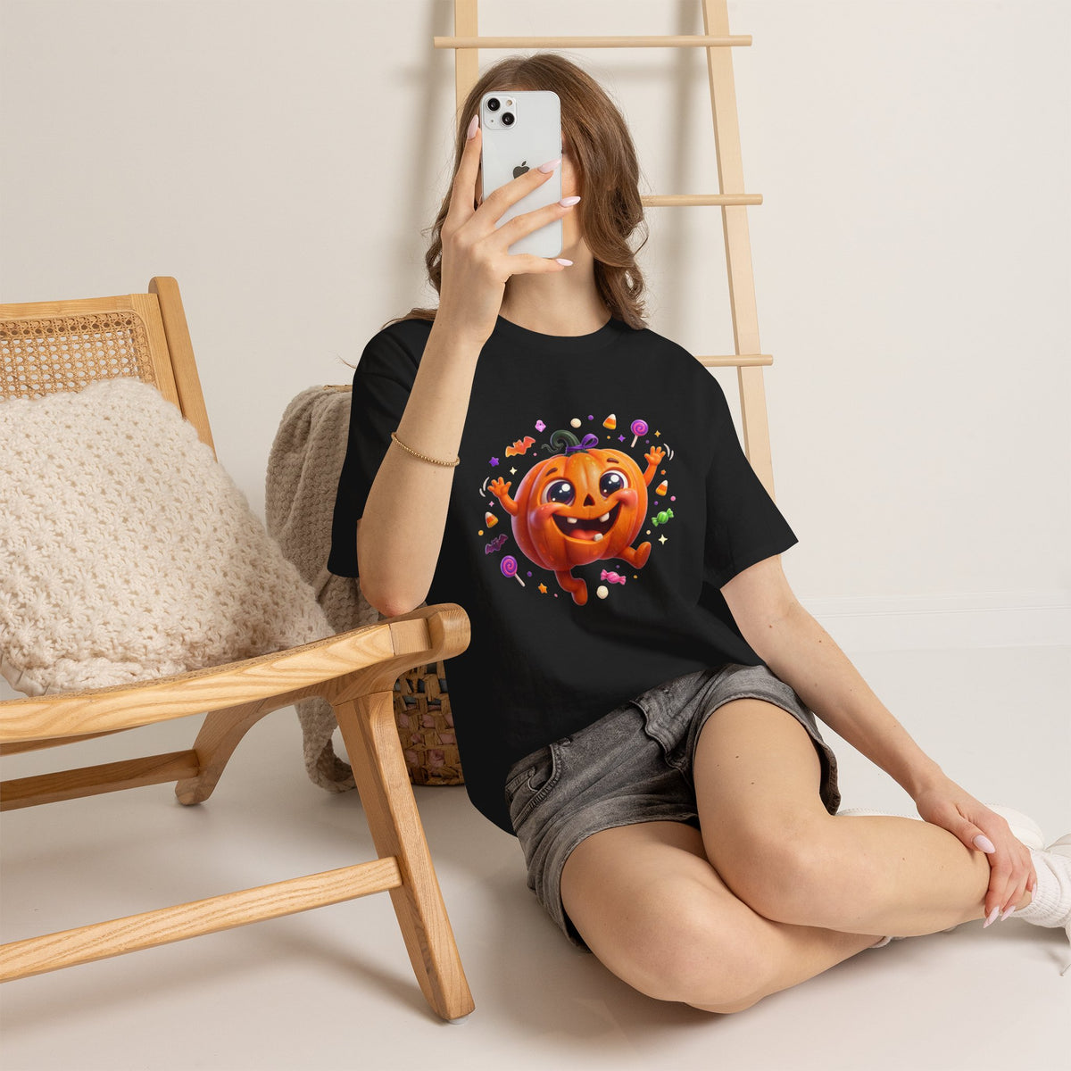 Halloween Pumpkin T‑Shirt — Happy Jack-O'-Lantern Candy Graphic Tee