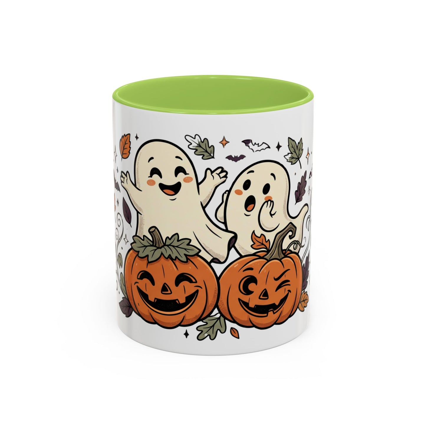 Halloween Ghosts & Pumpkins Coffee Mug — Cute Spooky Accent Mug (11/15oz)