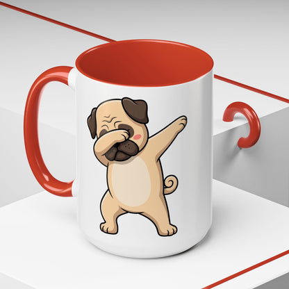 Dabbing Pug Coffee Mug — Cute Dog Accent Mug (11/15 oz)