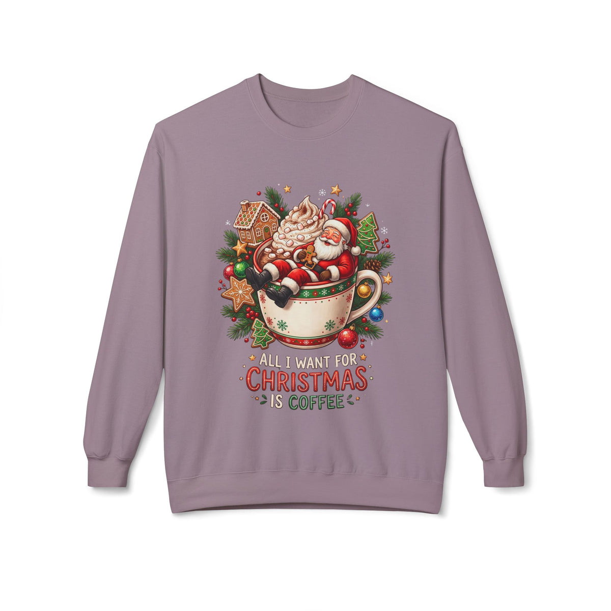 Christmas Coffee Sweatshirt — Santa in Cup Holiday Crewneck