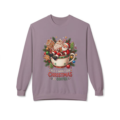 Christmas Coffee Sweatshirt — Santa in Cup Holiday Crewneck