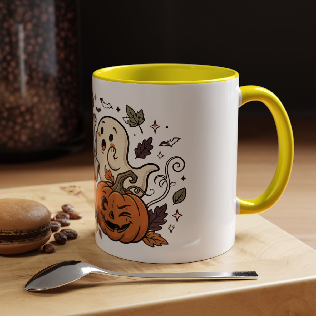 Halloween Ghosts & Pumpkins Coffee Mug — Cute Spooky Accent Mug (11/15oz)