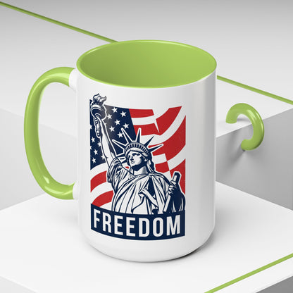 Freedom Statue Accent Coffee Mug — Patriotic Liberty 11/15oz