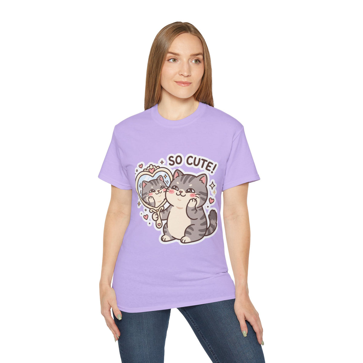 Cute Cat Mirror Tee - "So Cute!" Kawaii Cat T-Shirt