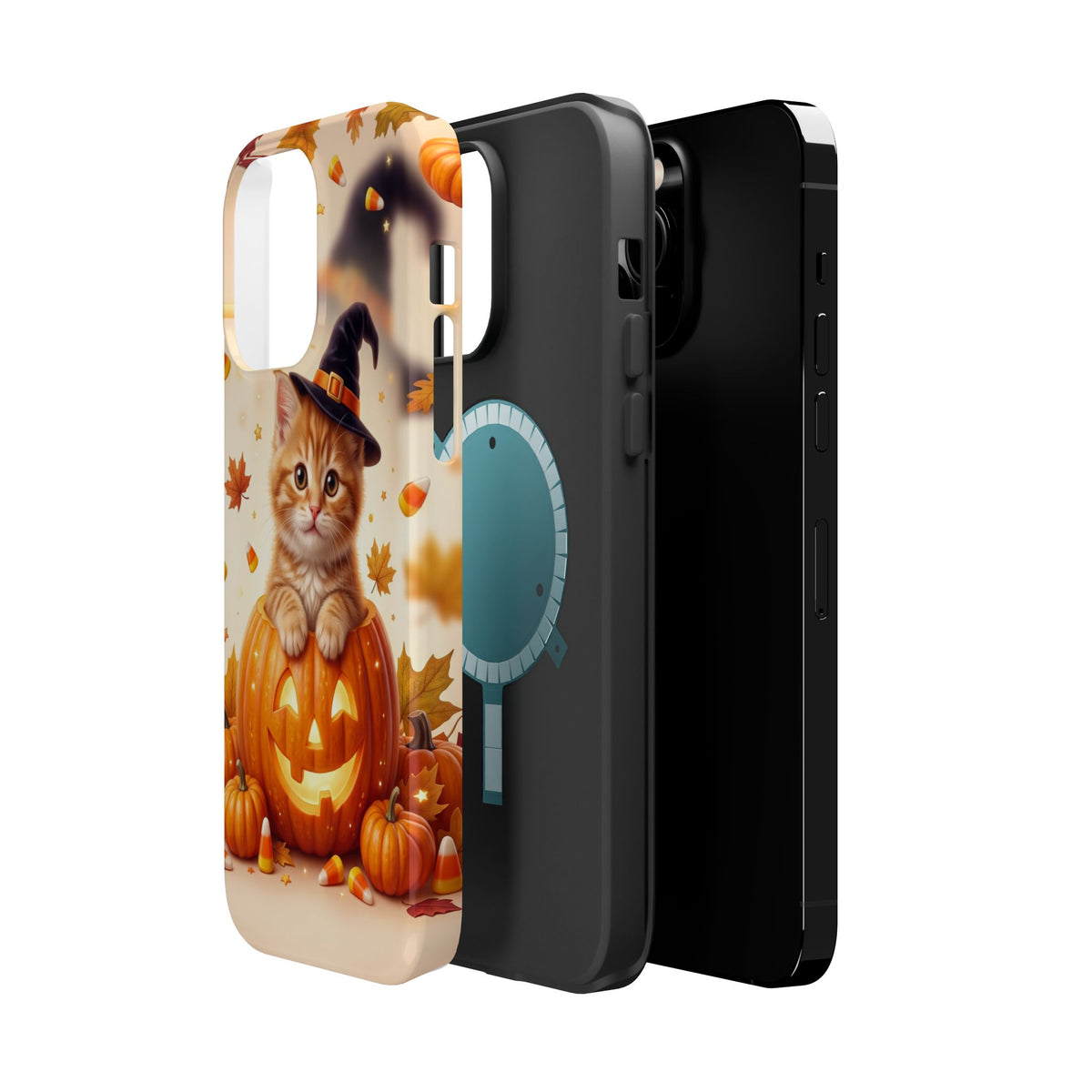 Halloween Kitten Pumpkin Phone Case — Magnetic Impact-Resistant