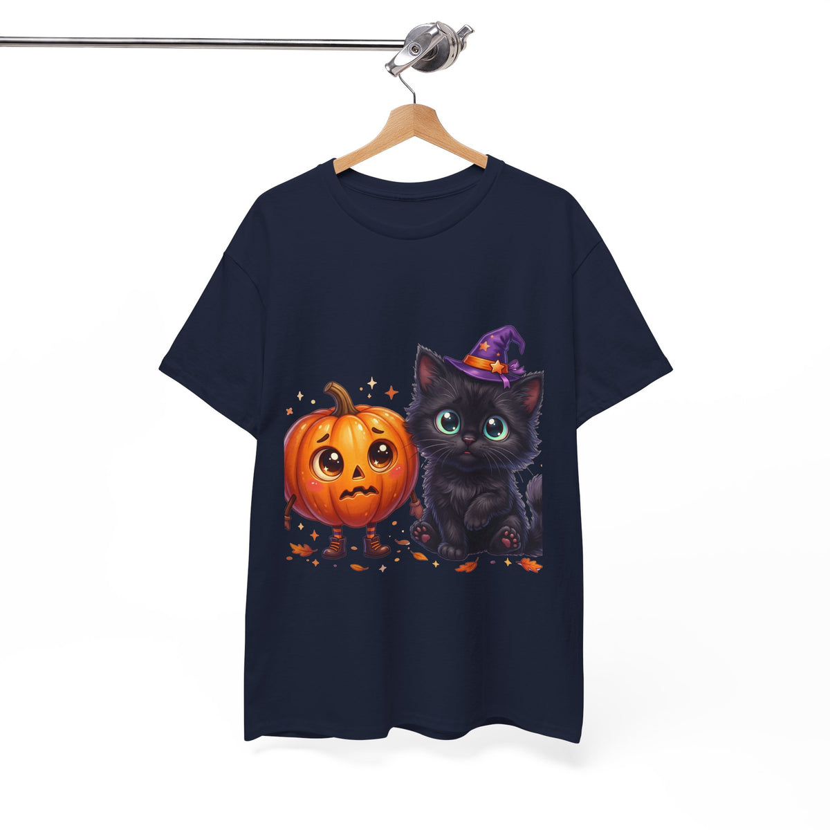 Halloween Black Kitten & Pumpkin T-Shirt