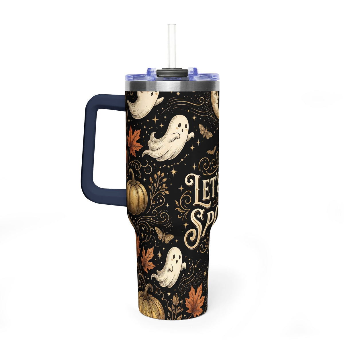 Let’s Get Spooky Halloween Ghosts & Pumpkins 40oz Thermal Tumbler