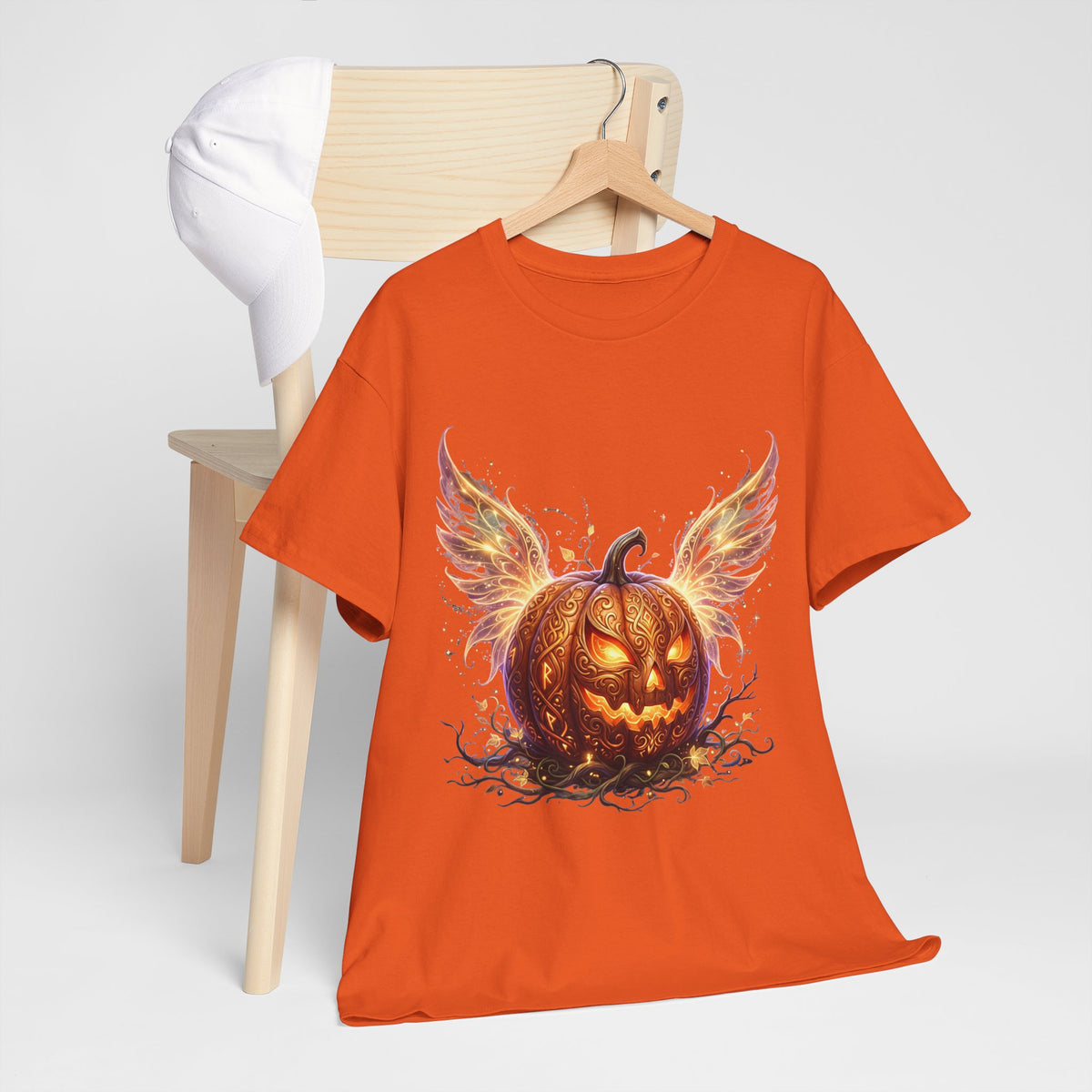 Halloween Pumpkin Tee — Winged Jack-O'-Lantern Graphic Shirt