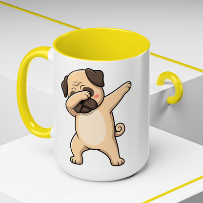 Dabbing Pug Coffee Mug — Cute Dog Accent Mug (11/15 oz)
