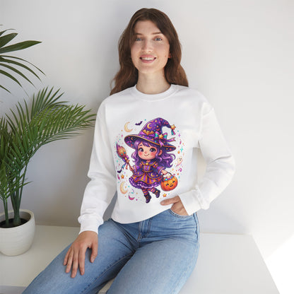 Cute Halloween Witch Sweatshirt — Kawaii Pumpkin Magic Crewneck