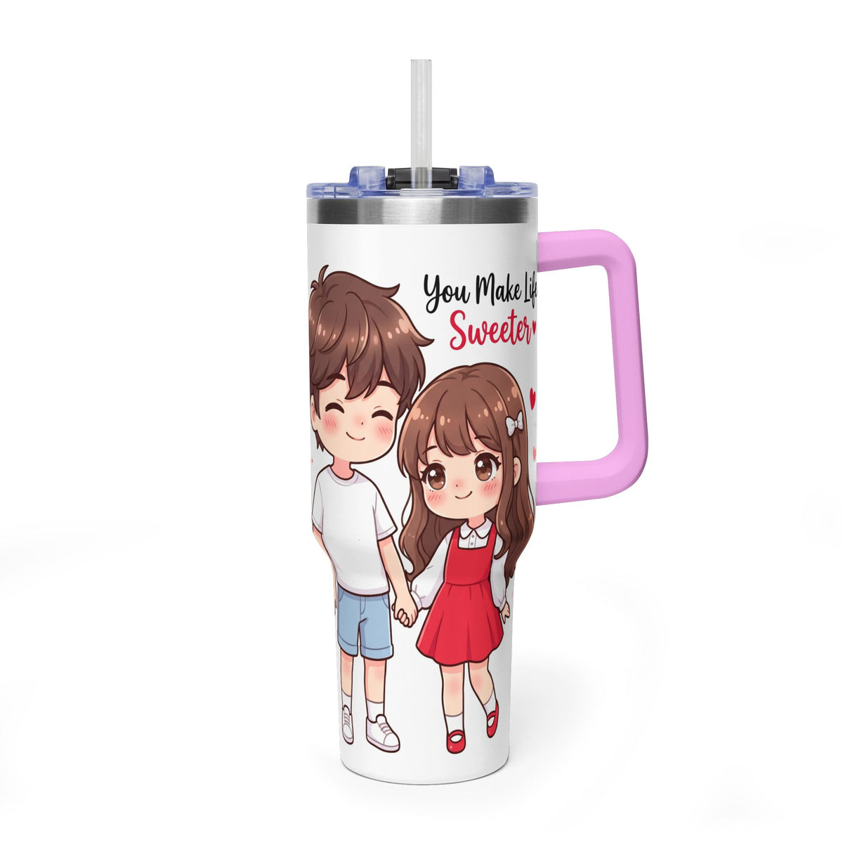 Cute Blushing Boy 40oz Vacuum Thermal Tumbler