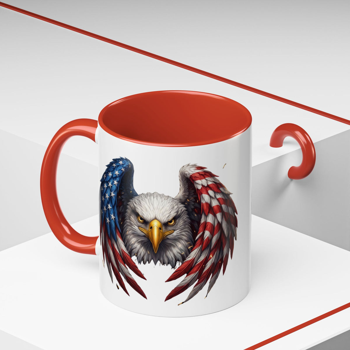 American Flag Eagle Coffee Mug – Patriotic Bald Eagle Accent Mug (11/15 oz)