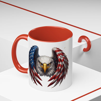 American Flag Eagle Coffee Mug – Patriotic Bald Eagle Accent Mug (11/15 oz)