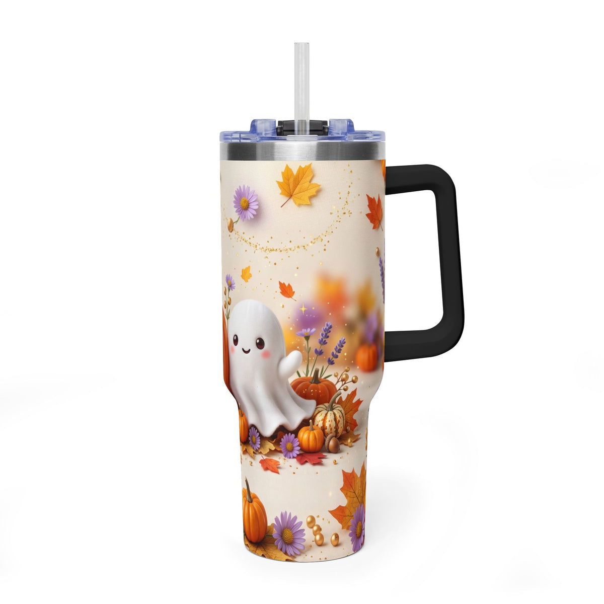 40oz Halloween Cat Vacuum Tumbler with Pumpkin