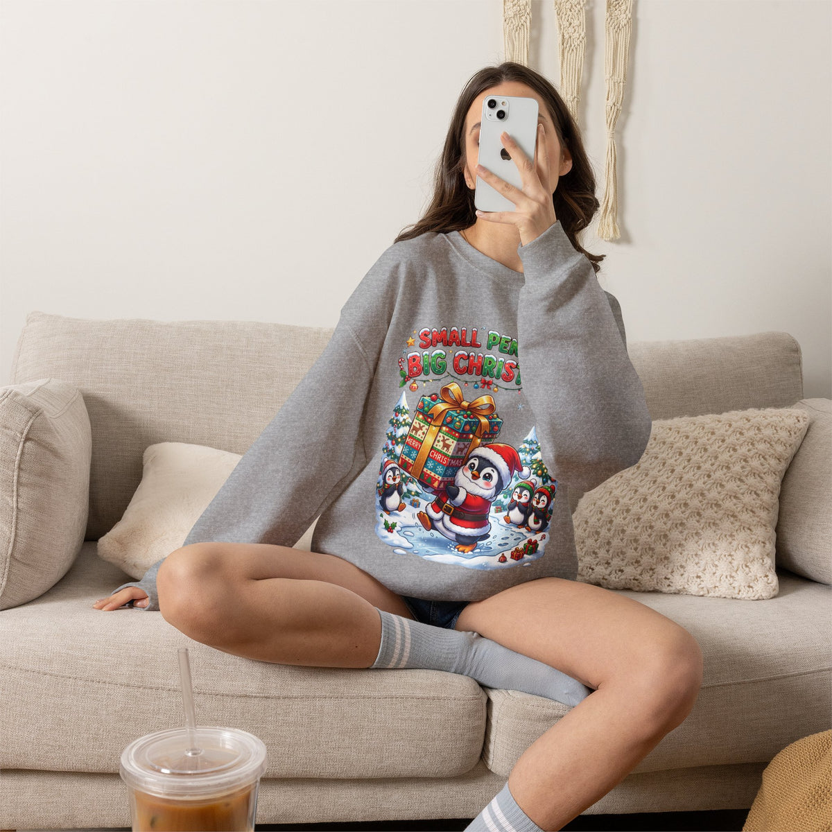 Penguin Christmas Crewneck Sweatshirt — "Small Penguin Big Christmas" Holiday Pullover