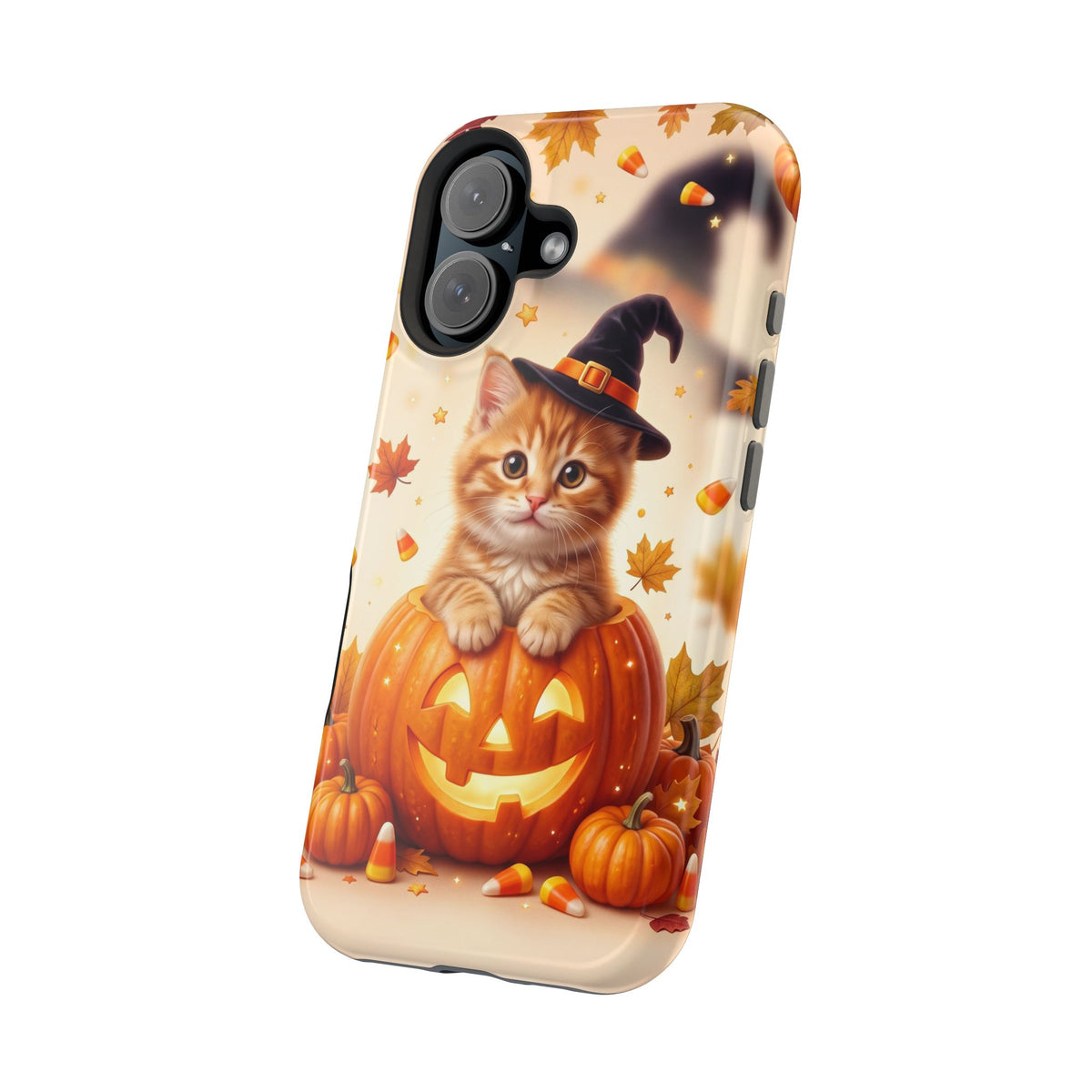 Halloween Kitten Pumpkin Phone Case — Magnetic Impact-Resistant