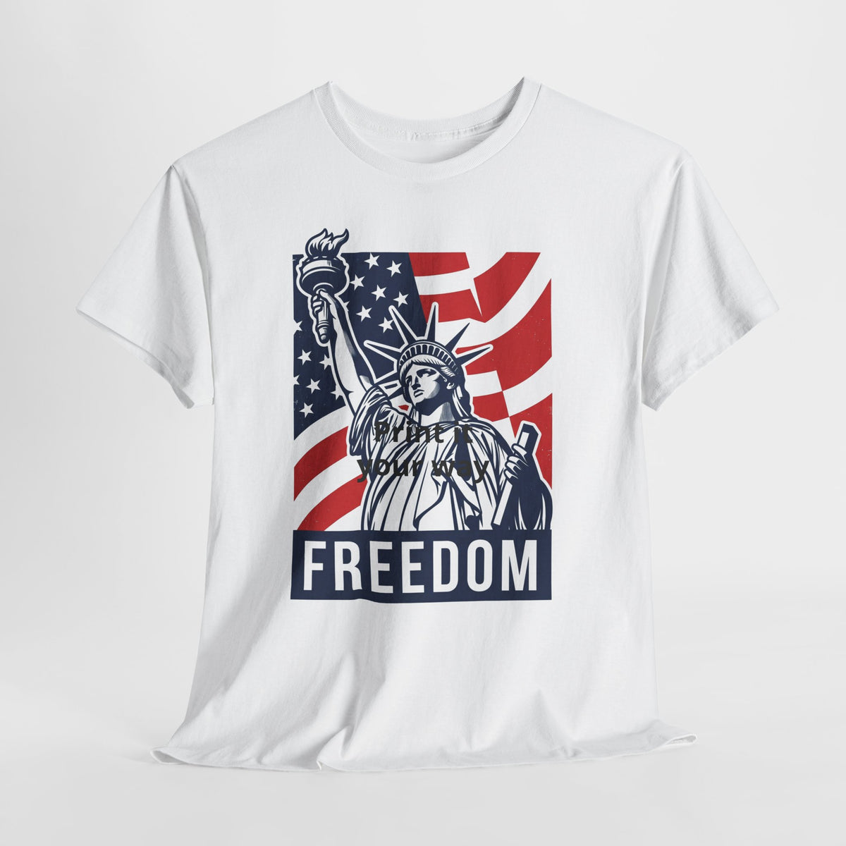 Freedom Statue T-Shirt — Patriotic USA Flag Tee (Statue of Liberty Design)