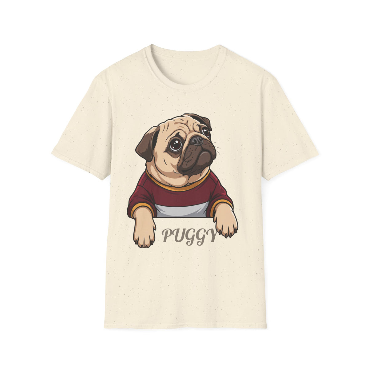 Pug Portrait T‑Shirt – Cute Pug Dog Tee with 'Puggy' Text