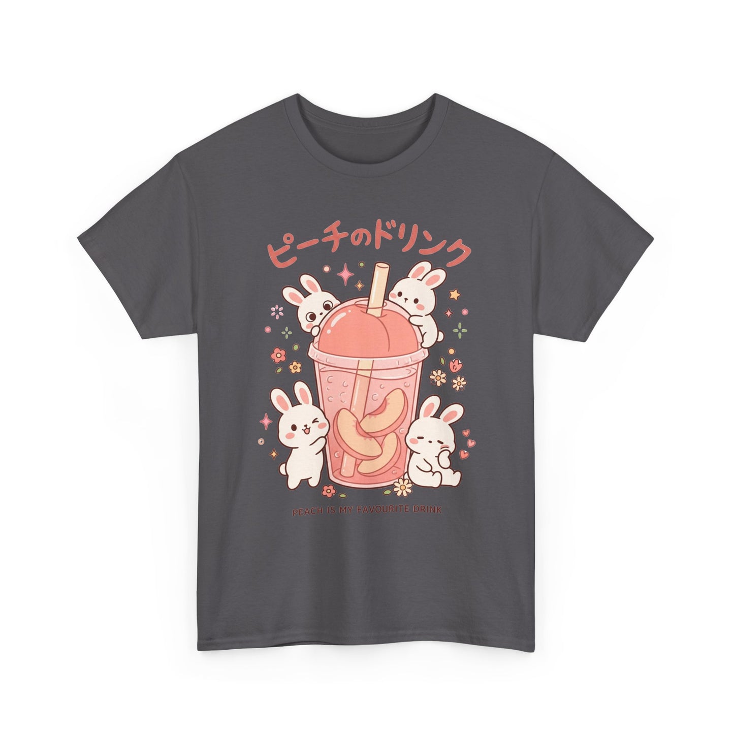 Peach Drink Cute Bunny T-Shirt