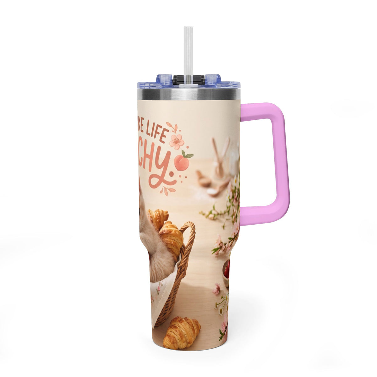 You Make Life Peachy Cat 40oz Travel Tumbler