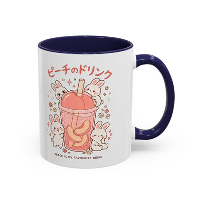 Peach Drink Bunny Mug — Cute Kawaii Coffee Tea Cup (11/15oz)
