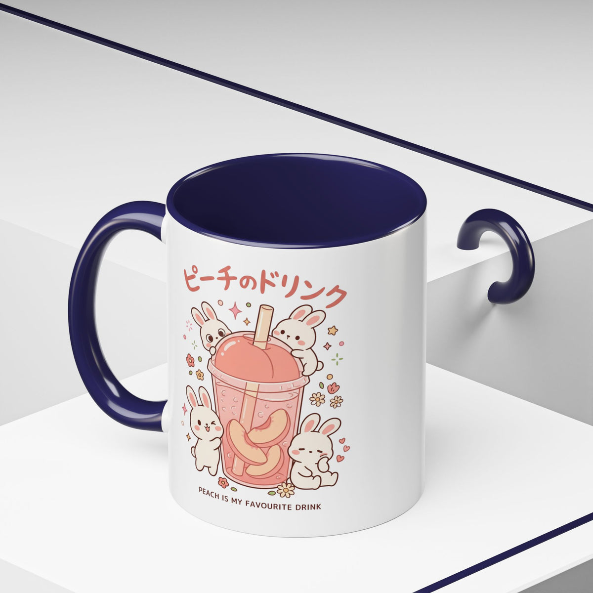 Peach Drink Bunny Mug — Cute Kawaii Coffee Tea Cup (11/15oz)