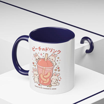 Peach Drink Bunny Mug — Cute Kawaii Coffee Tea Cup (11/15oz)