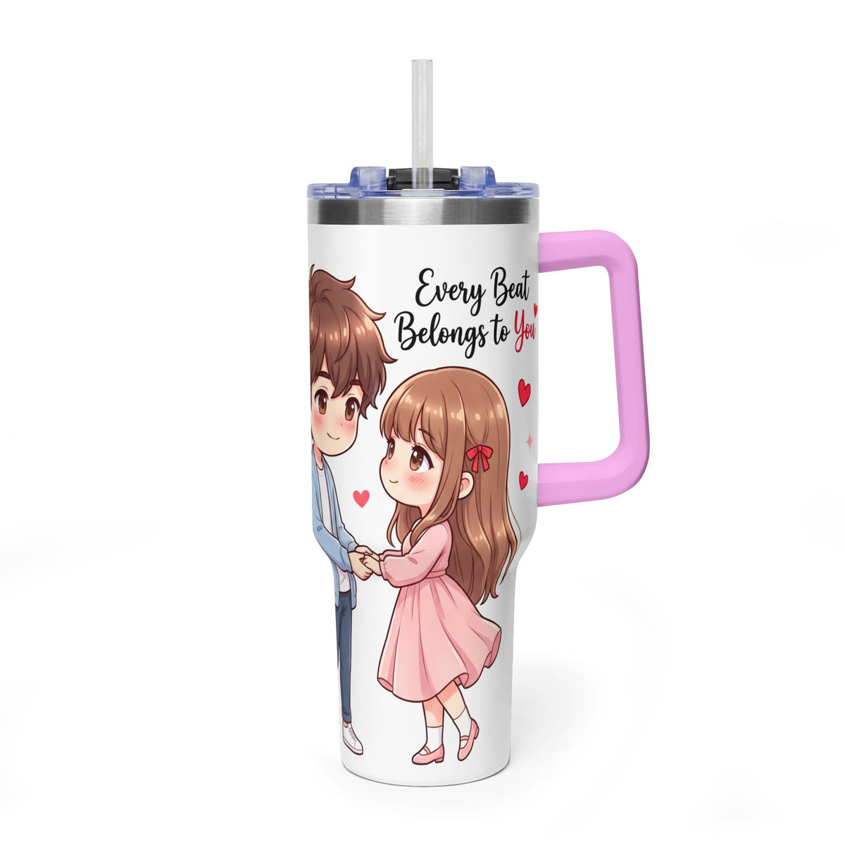 Cute Anime Boy Love Hearts 40oz Travel Tumbler