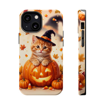 Halloween Kitten Pumpkin Phone Case — Magnetic Impact-Resistant