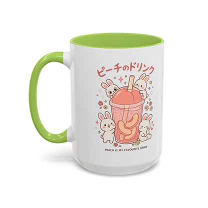 Peach Drink Bunny Mug — Cute Kawaii Coffee Tea Cup (11/15oz)