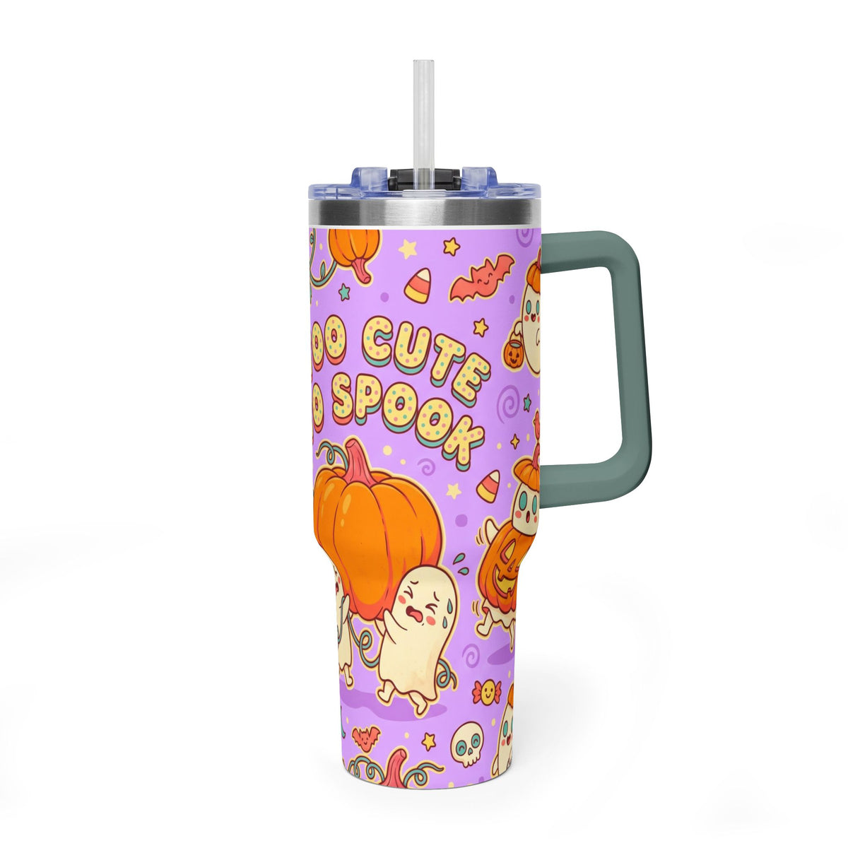 Too Cute to Spook Halloween Pumpkin Ghost 40oz Tumbler