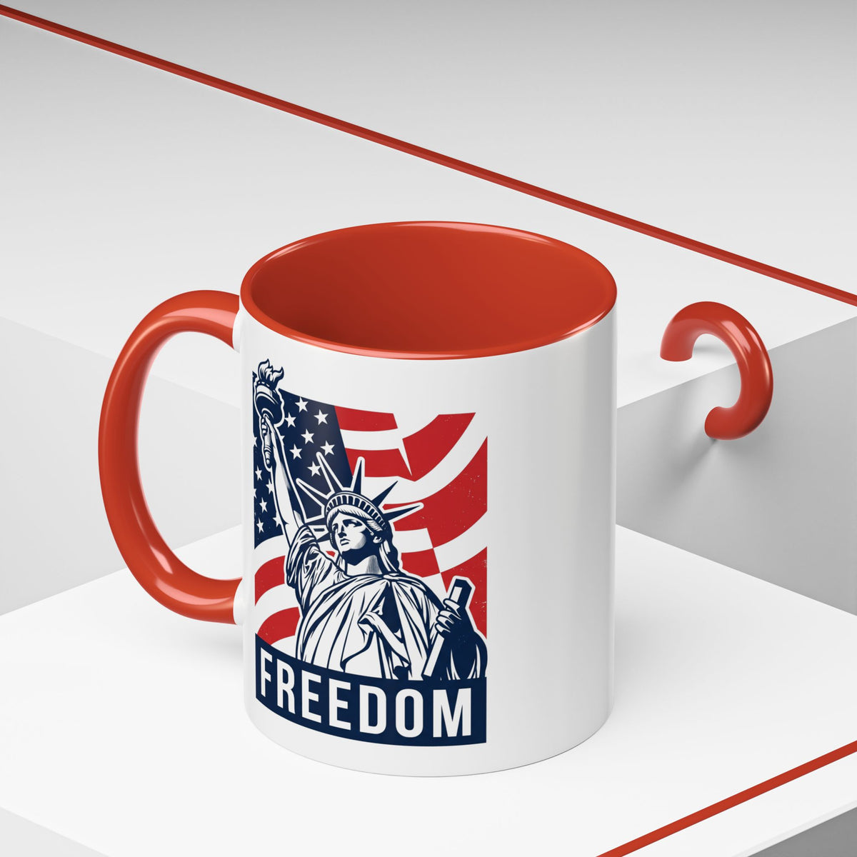 Freedom Statue Accent Coffee Mug — Patriotic Liberty 11/15oz