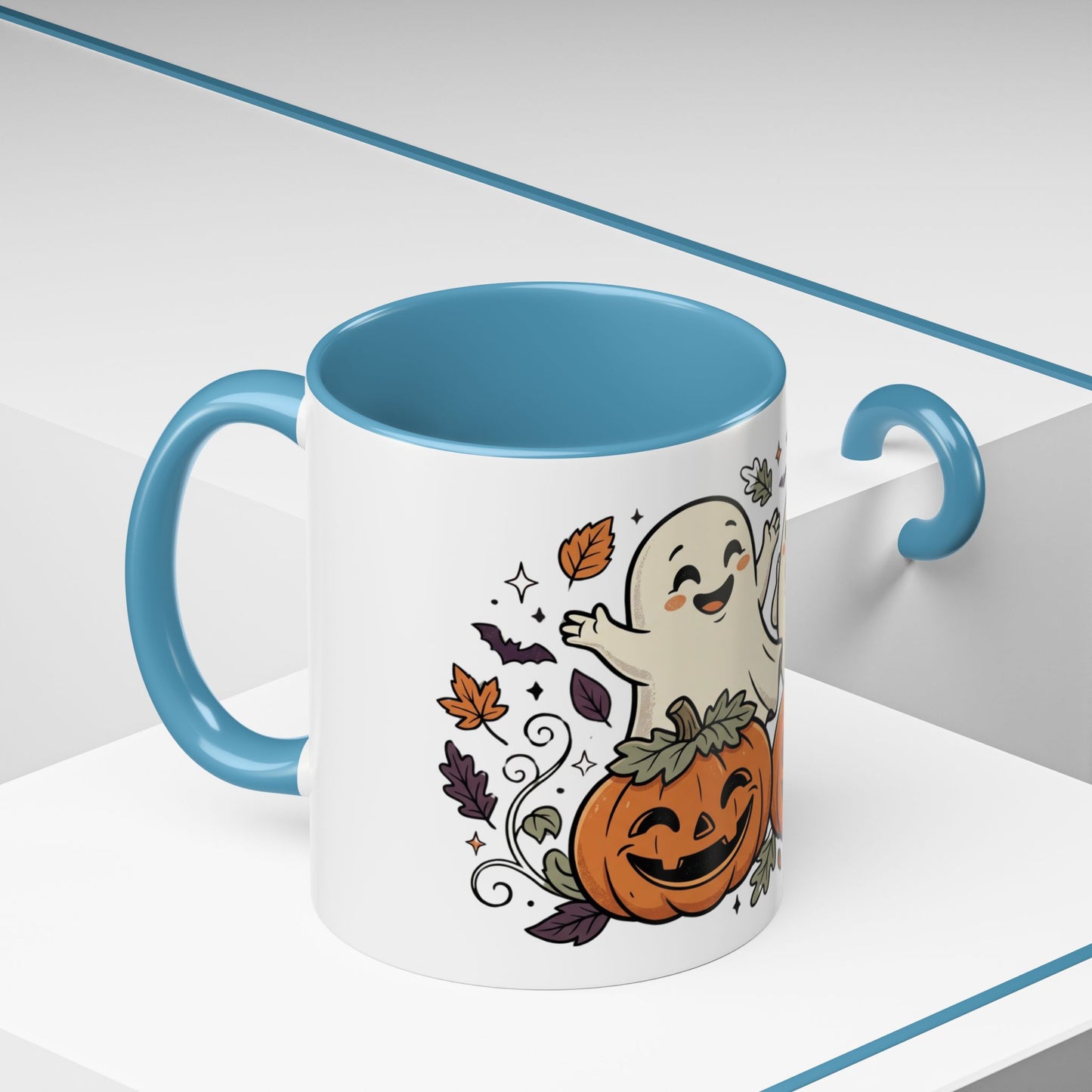 Halloween Ghosts & Pumpkins Coffee Mug — Cute Spooky Accent Mug (11/15oz)