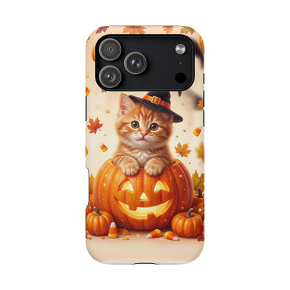 Halloween Kitten Pumpkin Phone Case — Magnetic Impact-Resistant