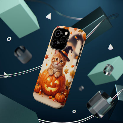 Halloween Kitten Pumpkin Phone Case — Magnetic Impact-Resistant