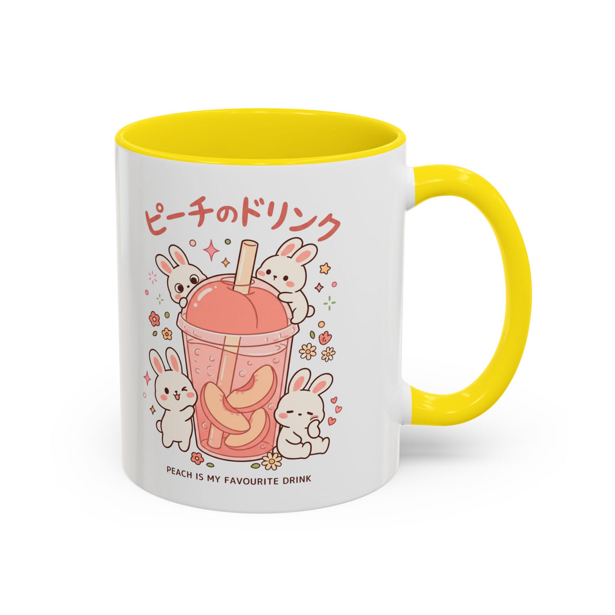 Peach Drink Bunny Mug — Cute Kawaii Coffee Tea Cup (11/15oz)