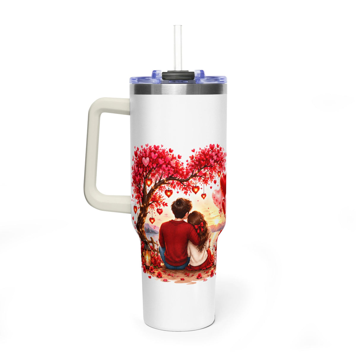 40oz Love-Themed Thermal Tumbler with Handle