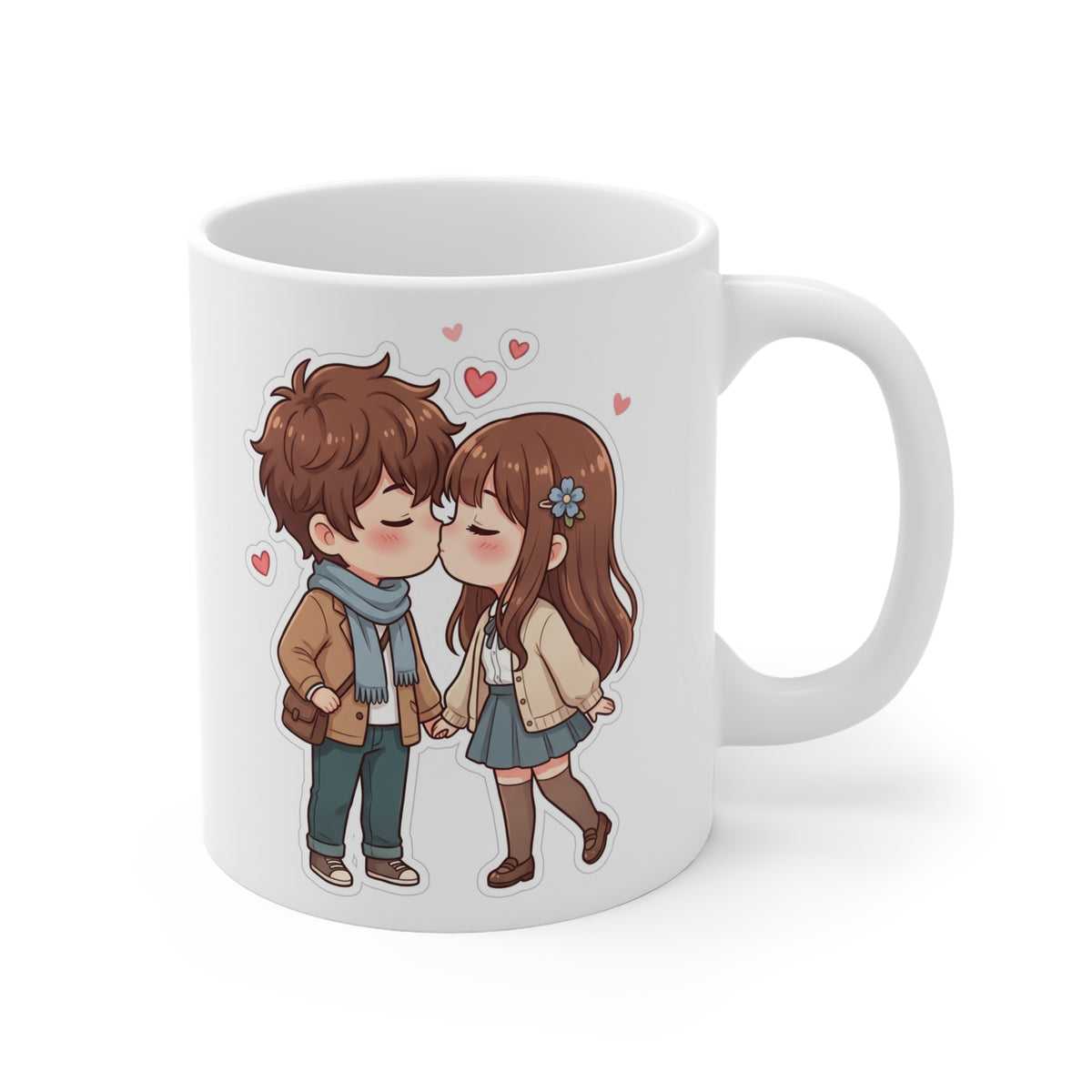 Cute Kissing Couple Mug – Romantic Chibi Valentine’s Day Gift