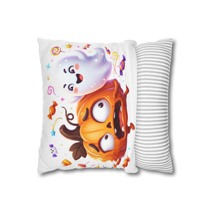 Halloween Pumpkin & Ghost Throw Pillowcase — Cute Spooky Decorative Pillow