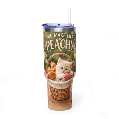 You Make Life Peachy Cat Ice Cream 40oz Tumbler