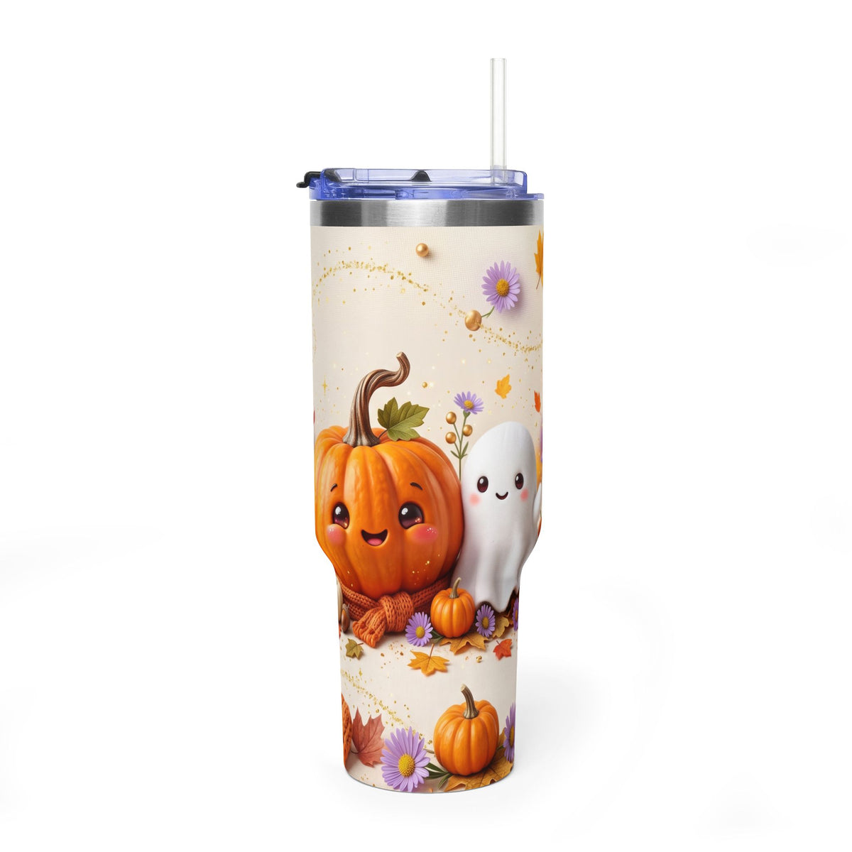 40oz Halloween Cat Vacuum Tumbler with Pumpkin