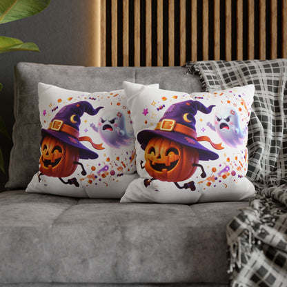 Halloween Pumpkin & Ghost Pillowcase — Cute Spooky Decorative Throw Pillow