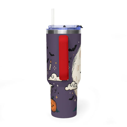 40oz Halloween Ghost Thermal Tumbler with Pumpkin and Black Cat