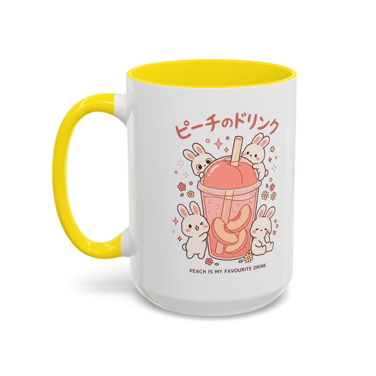 Peach Drink Bunny Mug — Cute Kawaii Coffee Tea Cup (11/15oz)