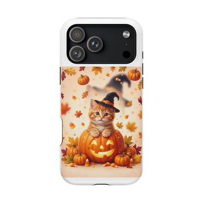 Halloween Kitty Pumpkin Phone Case — Magnetic Impact-Resistant