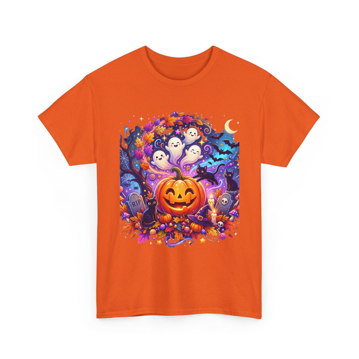 Halloween Pumpkin & Ghosts T-Shirt — Cute Spooky Jack-O'-Lantern Tee