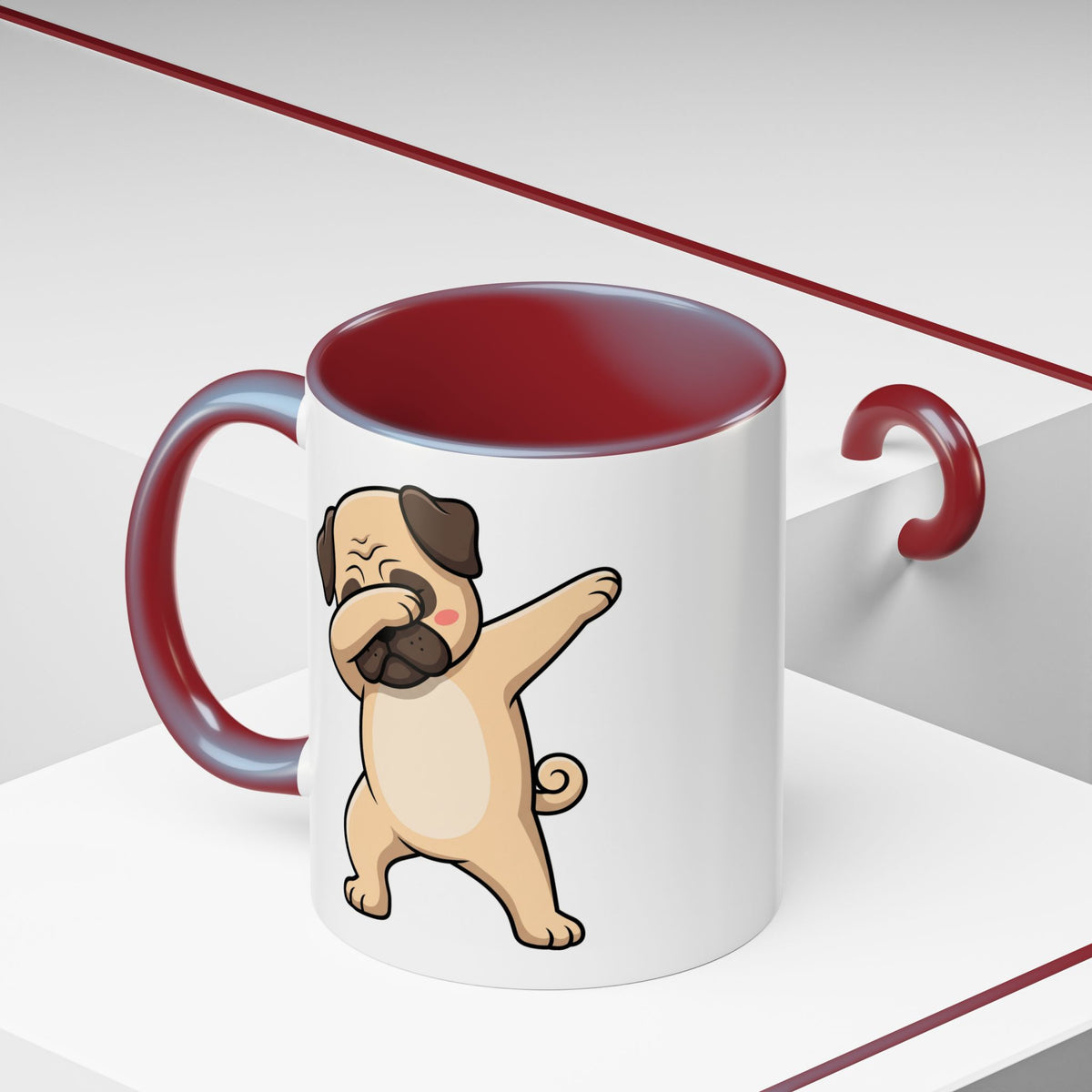 Dabbing Pug Coffee Mug — Cute Dog Accent Mug (11/15 oz)